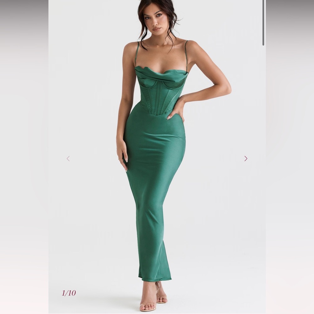 House of CB Charmaine gown in forest green